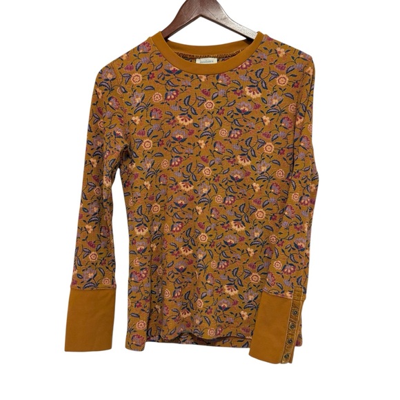 Sundance Waffle Thermal Long Sleeve Floral Pullover Shirt Cotton Blend Medium - Picture 1 of 8